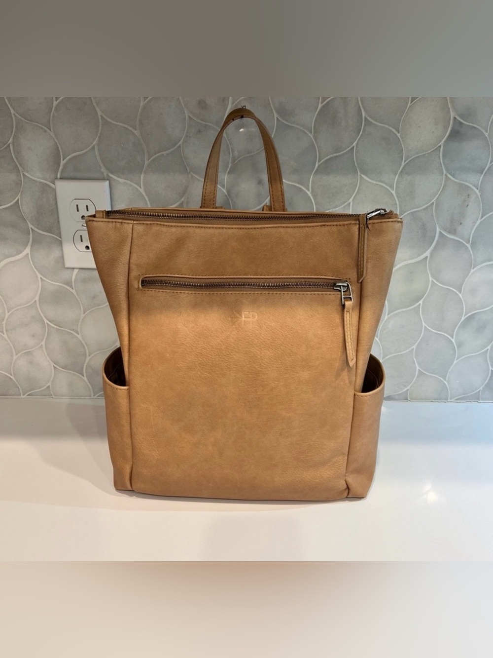 Mini Minimal Bag/Backpack Almond for women girls fashionable condition like new